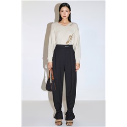 Pantalón recto de lana Negro