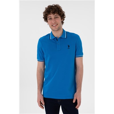 Erkek Regular Fit Polo Yaka Kobalt Mavi Basic Tişört