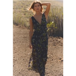 LONG FLORAL TULLE DRESS