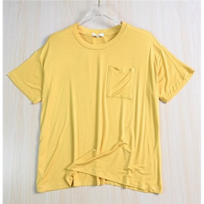 Мягкая хлопковая футболка Tencel с карманом и коротким рукавом