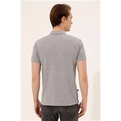 Erkek Gri Melanj Basic Polo Yaka Tişört