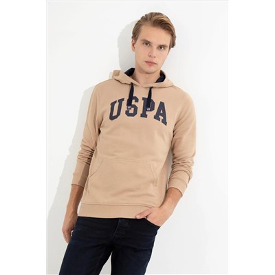 Erkek Camel Kapüşonlu Basic Sweatshirt