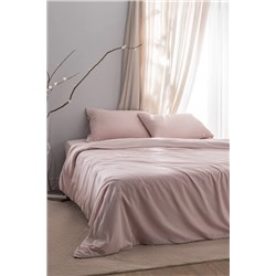 Loris King Size %100 Pamuk Nakışlı Nevresim Takımı - Pudra