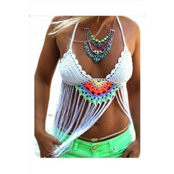 DEEP BEACH Kadın Beyaz Püsküllü Örgü Bikini Üstü DB200538PL