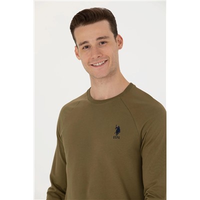 Erkek Haki Basic Sweatshirt