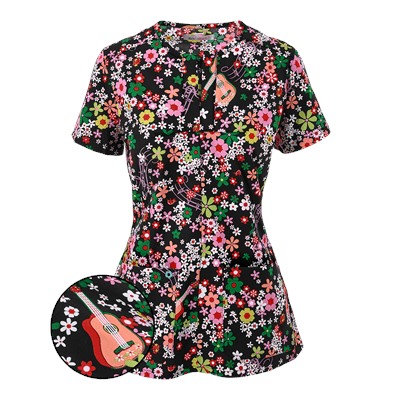 koi Stretch Scrubs Floral Melody Print Top