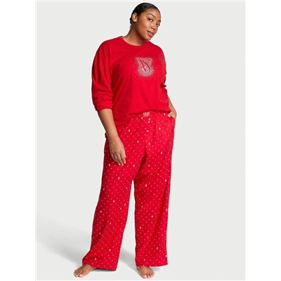 Flannel Long-Sleeve Tee-Jama Set