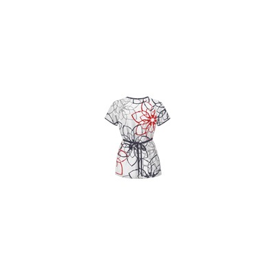 UA Floral Ink White Mock Wrap Scrub Top