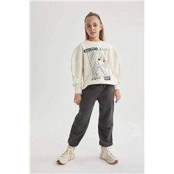 Defacto Kız Çocuk Baskılı Sweatshirt Eşofman Altı 2'li Takım B5641A8ER238Y