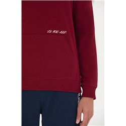 Erkek Bordo Kapüşonlu Sweatshirt