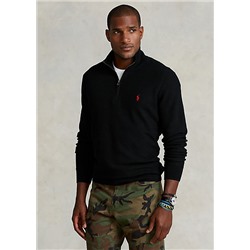 Big & Tall Mesh-Knit Cotton Quarter-Zip Sweater