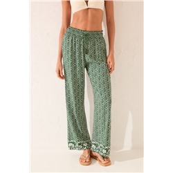 Pantalón largo viscosa estampado geométrico
