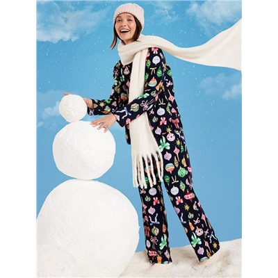 Printed Flannel Pajama Pant Set for Women