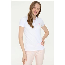 Kadın Beyaz Basic Polo Yaka Tişört