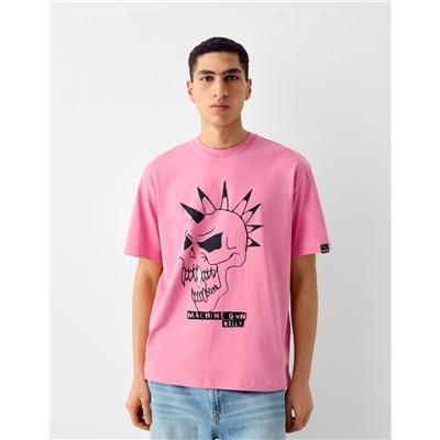 Boxy fit short sleeve T-shirt with Machine Gun Kelly print