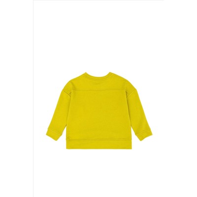 Kız Çocuk Fıstık Yeşili Basic Bisiklet Yaka Sweatshirt