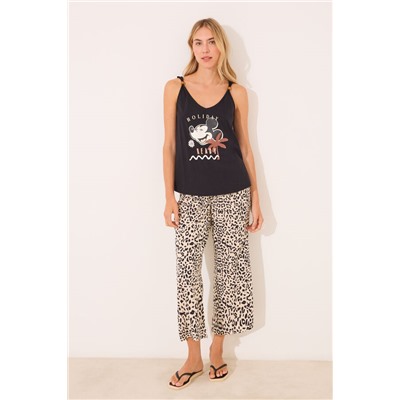 Pijama largo 100% algodón animal print Mickey Mouse