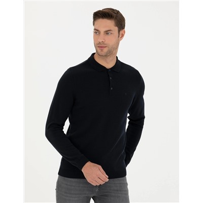 Lacivert Slim Fit Basic Kazak