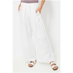 Pantalón wide leg de lino - Blanco