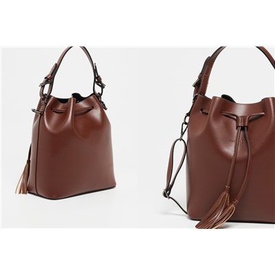 Bolso saco de piel Jila Marrón