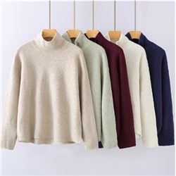 Однотонный свитер с высоким воротом из мягкой шерстяной смеси
