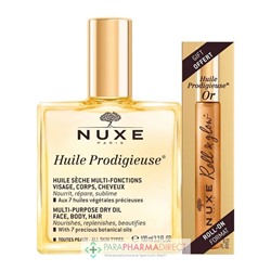 Nuxe Huile Prodigieuse Huile Sèche Multi-Fonctions 100ml + Roll-On Huile Prodigieuse Or 8ml OFFERT