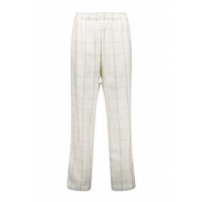 Pantalón largo franela blanco print cuadros