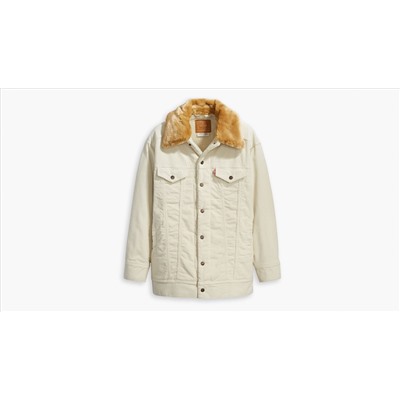 Oversized Corduroy Fur Trucker Jacket