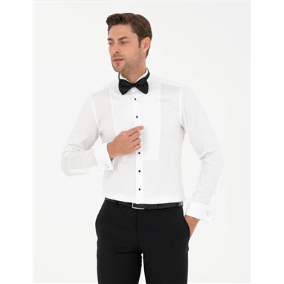 Beyaz Ex. Slim Fit Smokin Gömlek