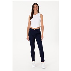 Kadın Lacivert Kanvas Toothpick Fit Pantolon