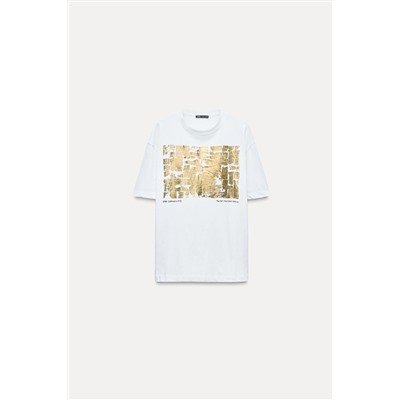 T-SHIRT WITH METALLIC PRINT