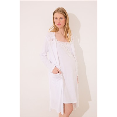 Bata midi "maternity" blanco