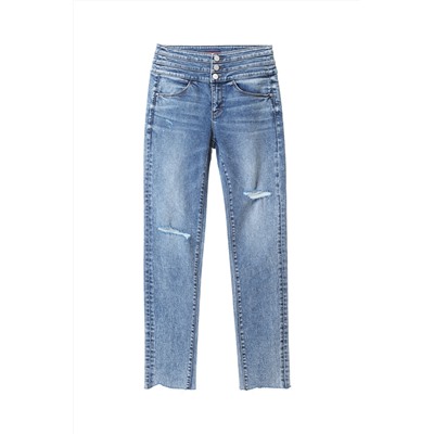 Vaquero slim de tiro alto Azul