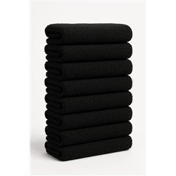 Elaganya, Siyah Spor Fitness Havlusu Leke Tutmayan Kuaför Berber Havlu 50x90 Cm 8 Adet