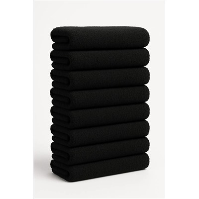 Elaganya, Siyah Spor Fitness Havlusu Leke Tutmayan Kuaför Berber Havlu 50x90 Cm 8 Adet