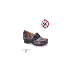 Nurse Mates Dakota Pink Snake Print Full Grain Leather Clog