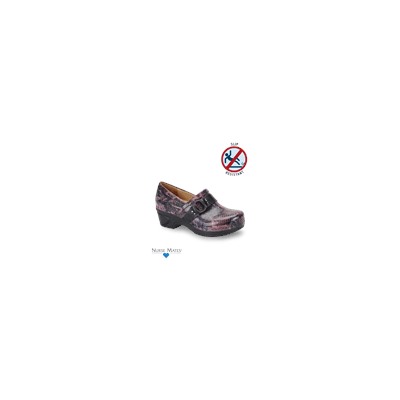 Nurse Mates Dakota Pink Snake Print Full Grain Leather Clog