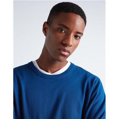 Knitted Jumper, Men, Blue