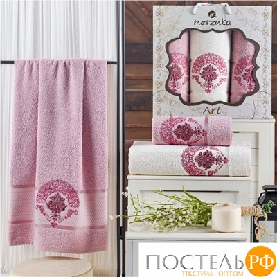 10674 Комп. Пол. MERZUKA махр. в короб. (50x90/2)(70х140/1) 3 шт. ART светло-розовый