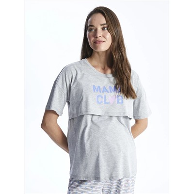 LC Waikiki Bisiklet Yaka Baskılı Kısa Kollu Hamile Pijama Takımı, LCW DREAM                                            
                                            Bisiklet Yaka Baskılı Kısa Kollu Hamile Pijama Takımı