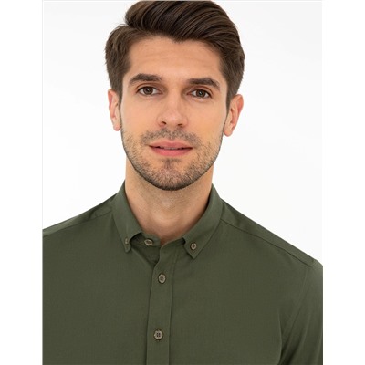 Haki Regular Fit Uzun Kollu Gömlek