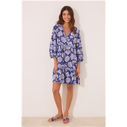 Camisola midi print flores azul