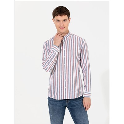 Turuncu Slim Fit Uzun Kollu Gömlek