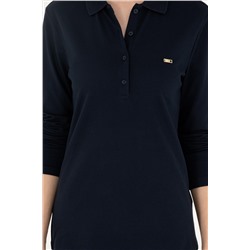 Kadın Lacivert Basic Polo Yaka Sweatshirt