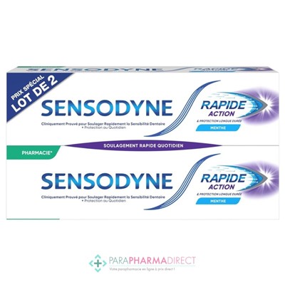 Sensodyne Rapide Action & Protection Longue Durée - Dentifrice - LOT de 2x75mlLot  × 2