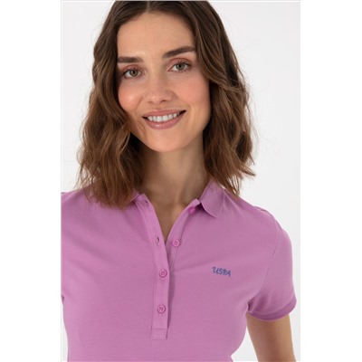 Kadın Pembe Basic Polo Yaka Tişört