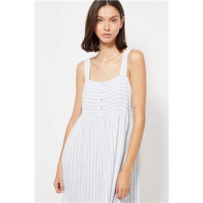 Vestido de pijama de lino - Blanco