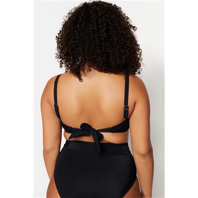 Siyah Kare Yaka Bralette Büyük Beden Bikini Üstü TBBSS23CT00005