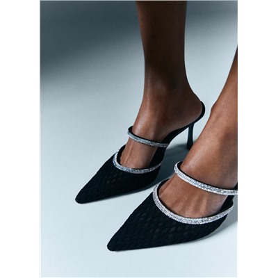 Zapato tacón destalonado strass