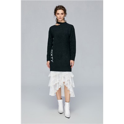 Vestido jersey de lana y cachemir Negro